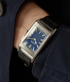 gent's dress watch Jaeger-LeCoultre Grand Reverso Duoface Blue Ultra-Thin Boutique Edition 278.8.54 steel preowned traveller