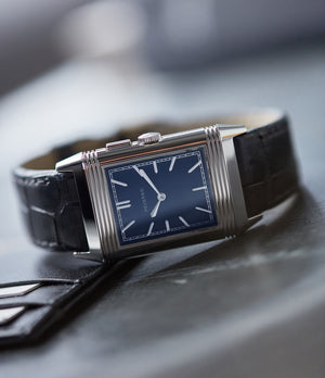 blue dial Jaeger-LeCoultre Grand Reverso Duoface Blue Ultra-Thin Boutique Edition 278.8.54 steel preowned traveller