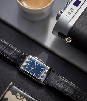 Duoface Blue Jaeger-LeCoultre Grand Reverso Ultra-Thin Boutique Edition 278.8.54 steel preowned traveller dress watch 