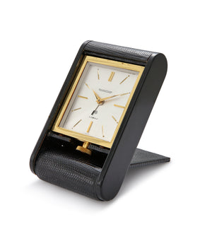 Jaeger - LeCoultre Ados Leroy - Signed Travel Clock | Gold - Plated With Black Lizard Case | A Collected Man London
