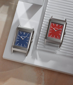 Blue & Red Front Dial | Jaeger-LeCoultre Grand Reverso | Ultra-Thin | Duoface Blue | Stainless Steel | A Collected Man | Available Worldwide