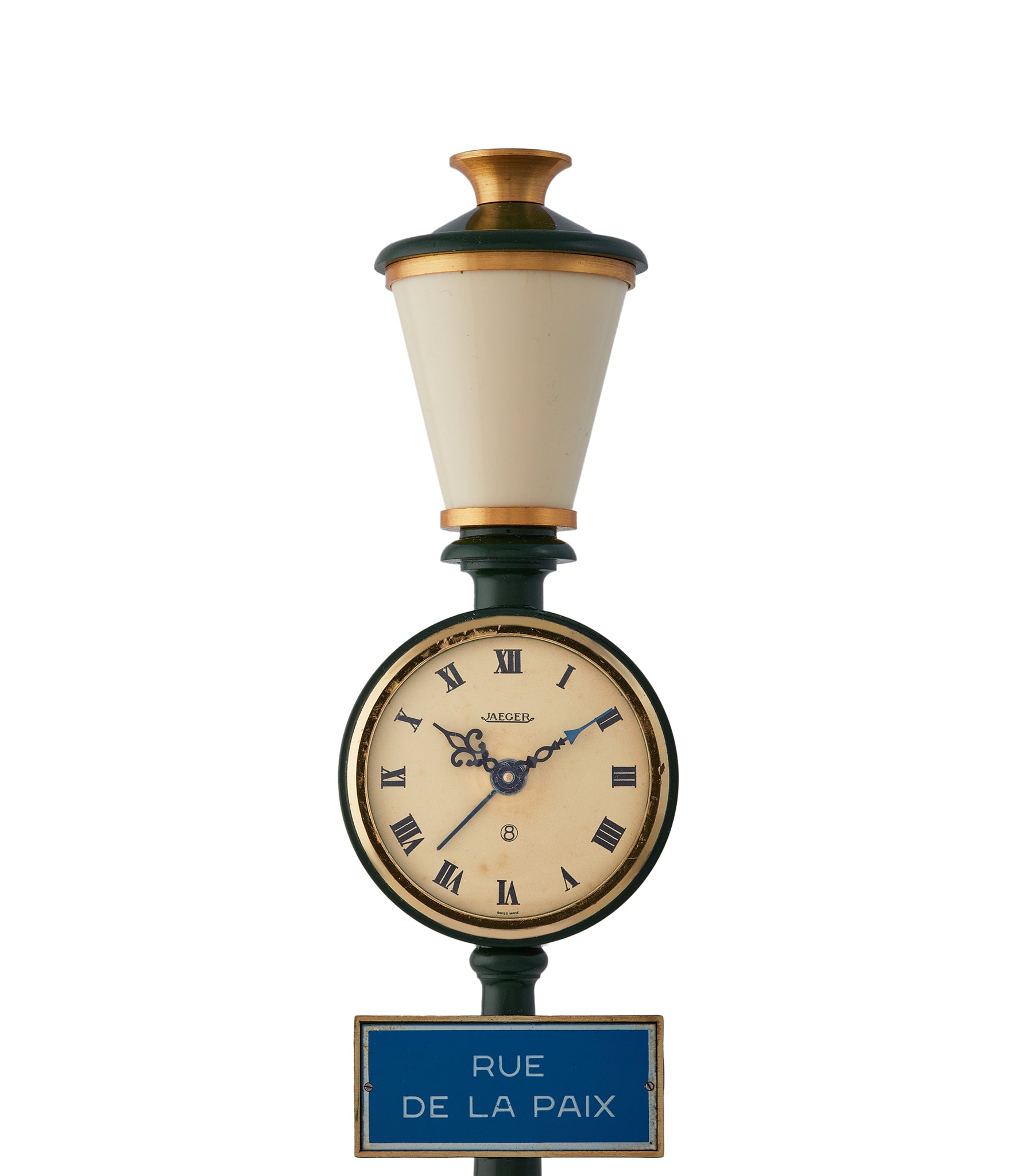 British racing green Jaeger-LeCoultre Rue de la Paix 8-day alarm desktop lamp post green clock for sale online A Collected Man London