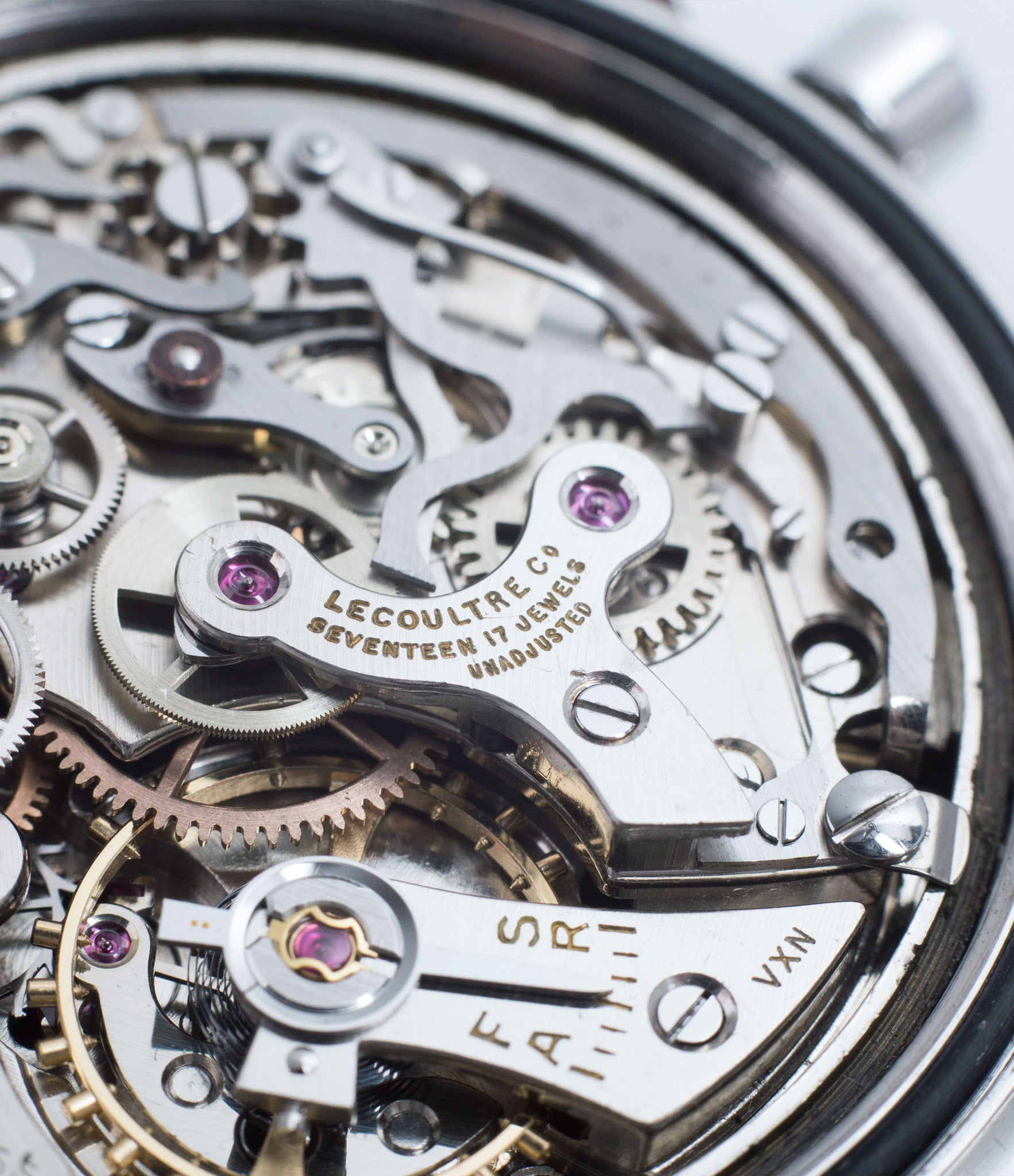Cal. Valjoux 72 LeCoultre Deep Sea Shark E2643 steel vintage chronograph online at A Collected Man London vintage watch specialist