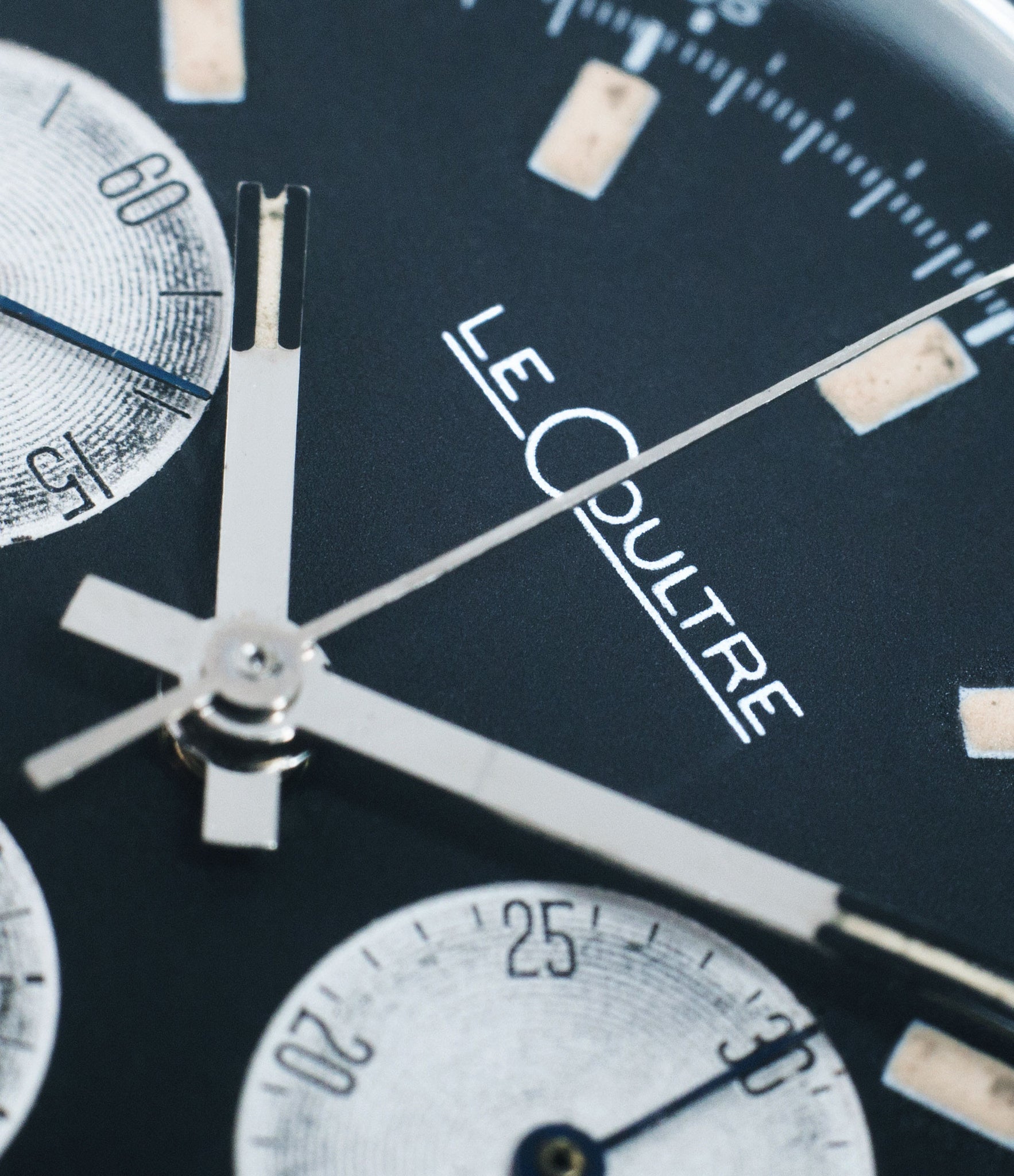 LeCoultre Deep Sea Shark E2643 steel vintage chronograph black dial online at A Collected Man London vintage watch specialist