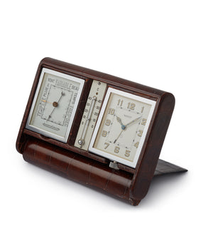 side-shot luxury men's desktop ornament Jaeger-LeCoultre weather station travel alarm desktop vintage clock for sale online A Collected Man London