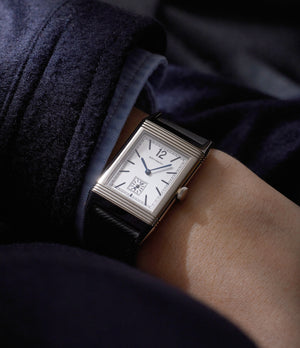 Jaeger LeCoultre | Grand Reverso | 1931 Ultra-Thin | 18k White Gold | Available worldwide at A Collected Man | Wrist shot