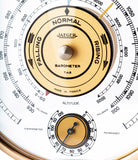 Detail shot of rare vintage collectable Jaeger Barometer with brass case available at A Collected Man London