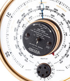 Detail shot of rare vintage collectable Jaeger Barometer with brass case available at A Collected Man London