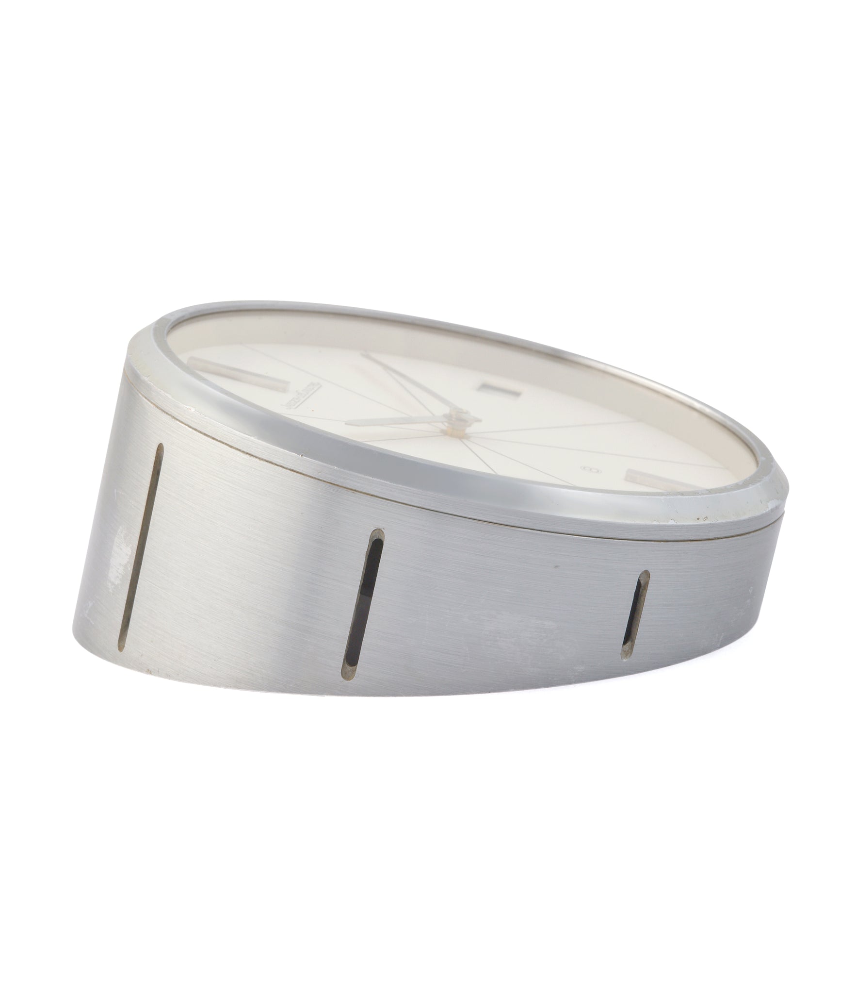 Jaeger-LeCoultre Eight-Day Desk Clock Dial | White Chrome-plated Metal | Buy Rare Collectible A Collected Man | 