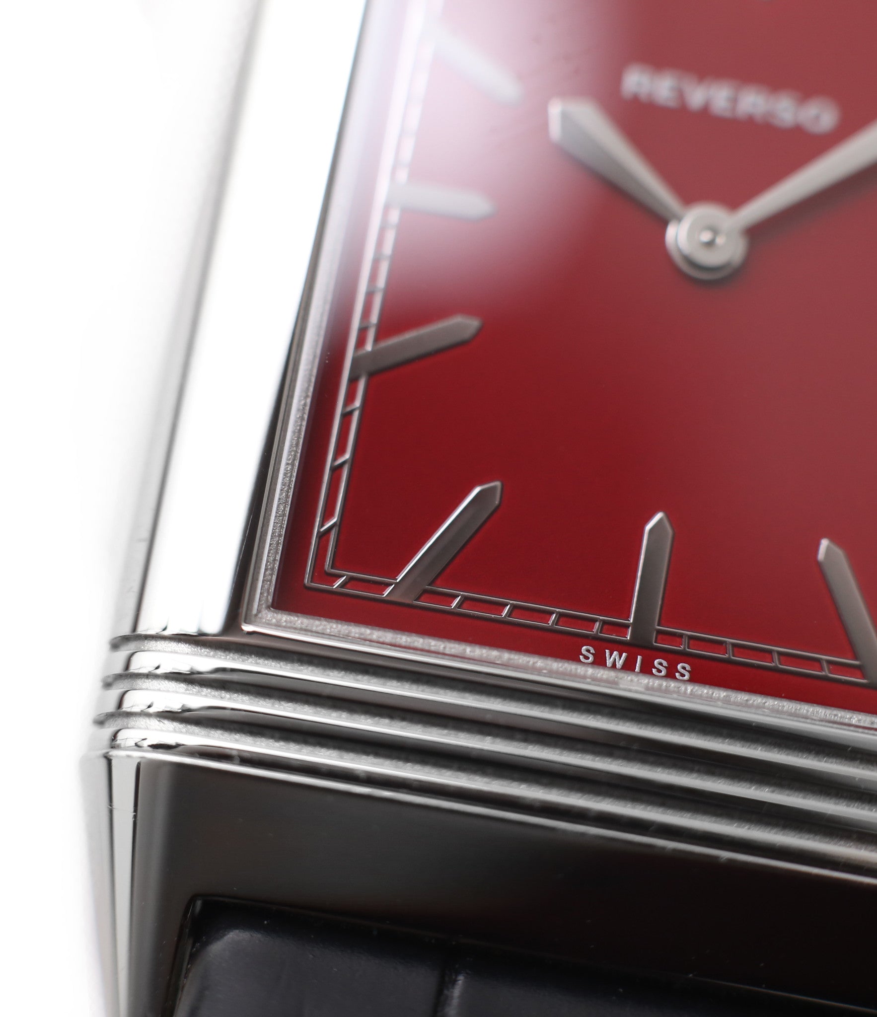 stepped case Jaeger-LeCoultre Reverso 1931 Rouge red lacquer dial dress watch online at a Collected Man London