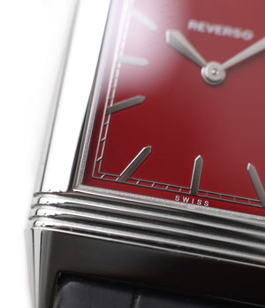 stepped case Jaeger-LeCoultre Reverso 1931 Rouge red lacquer dial dress watch online at a Collected Man London