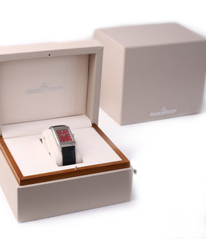 full set Jaeger-LeCoultre Reverso 1931 Rouge red lacquer dial dress watch online at a Collected Man London