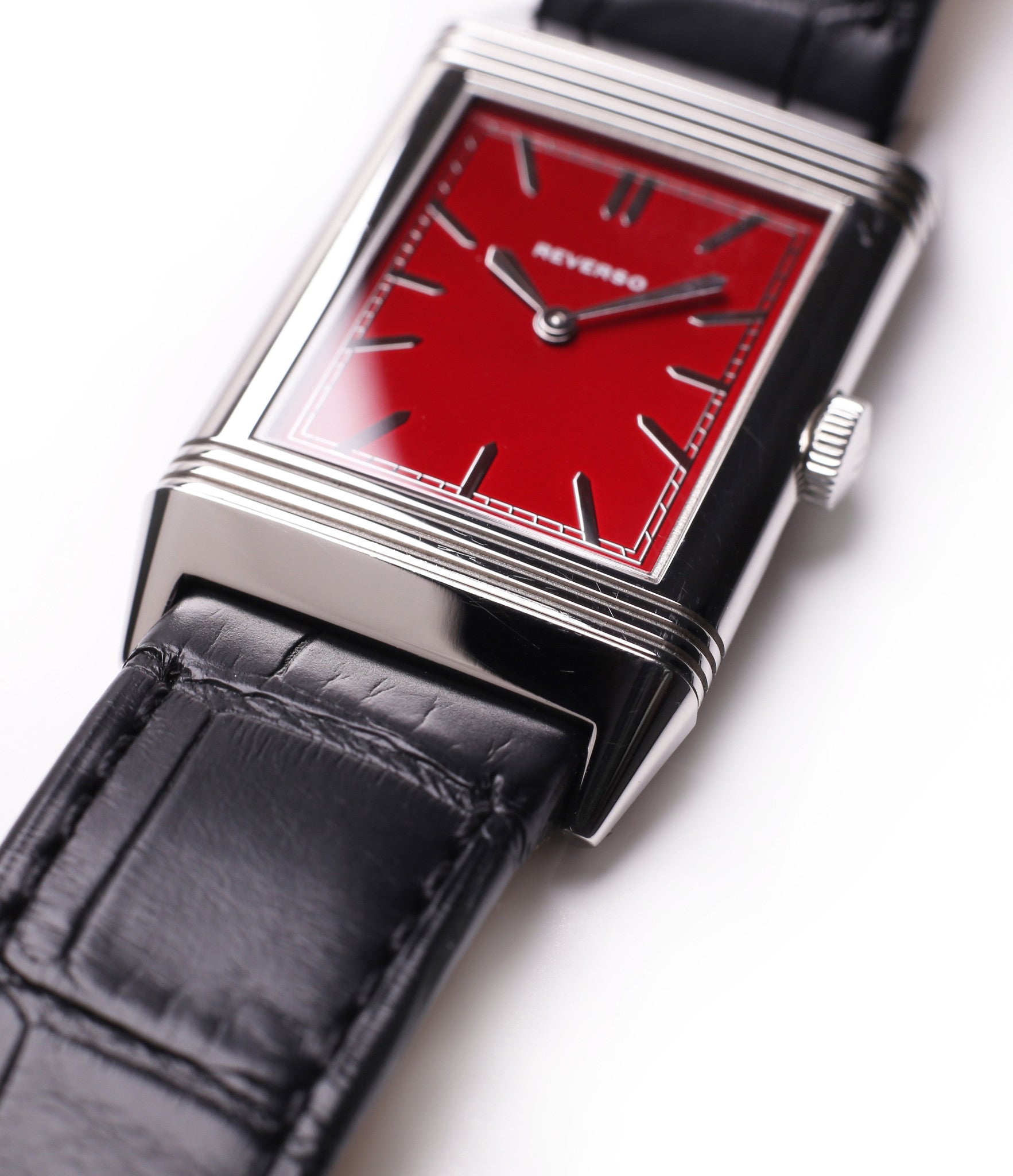 red dial JLC Reverso 1931 Rouge red lacquer dial dress watch online at a Collected Man London