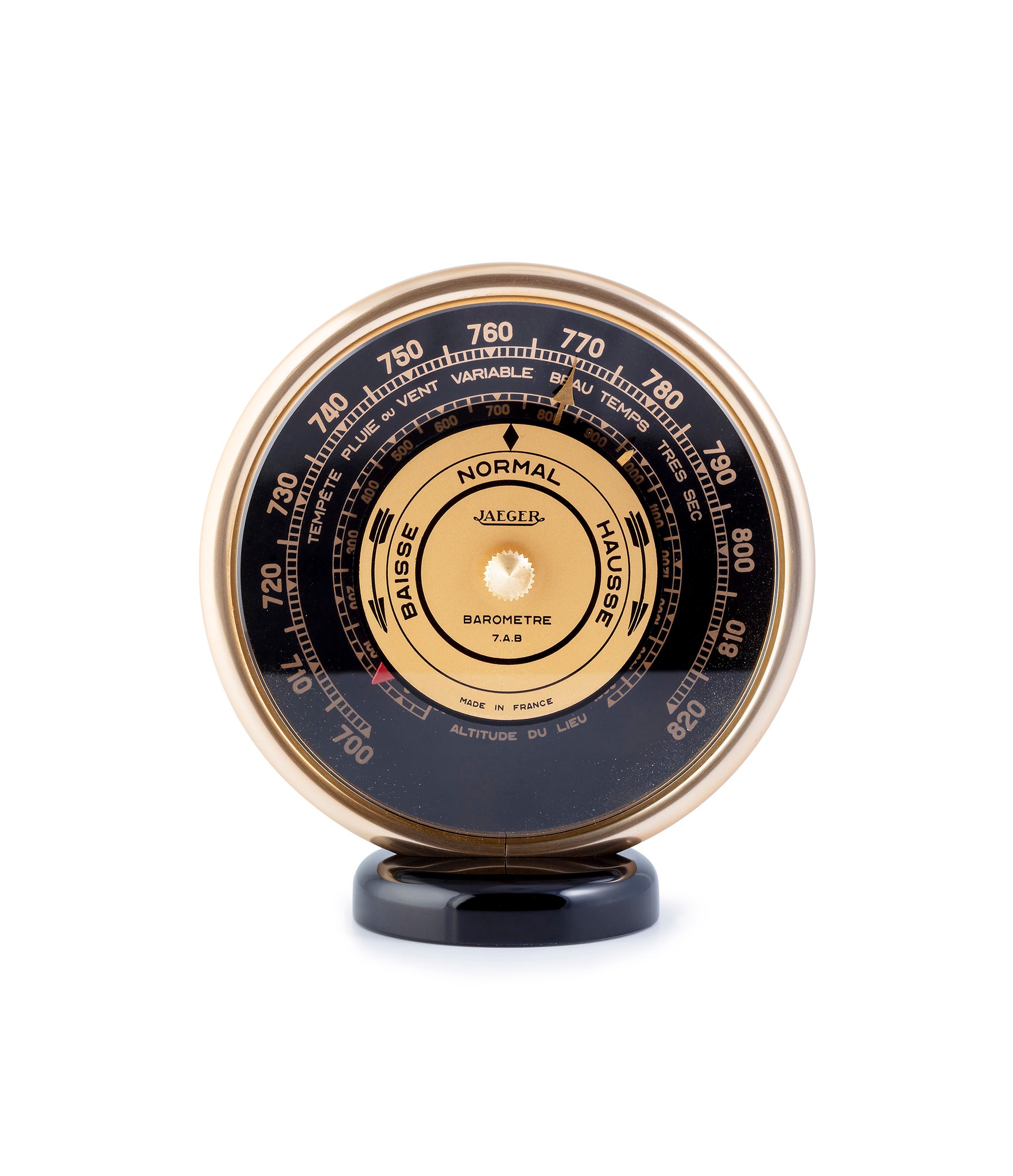 Front shot of vintage collectable Jaeger barometer available to buy at A Collected Man London