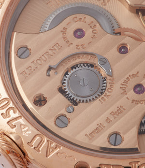 Cal. 1304 manual-winding F. P. Journe Chronometre Souverain CS.RG.38 rose gold silver dial watch for sale online at A Collected Man London UK specialist of rare watches