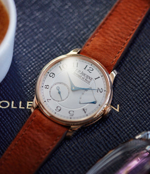 find independent watchmaker F. P. Journe Chronometre Souverain rose gold silver dial watch for sale online at A Collected Man London UK specialist of rare watches