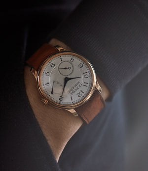 hands on with F. P. Journe Chronometre Souverain CS.RG.38 rose gold silver dial watch for sale online at A Collected Man London UK specialist of rare watches