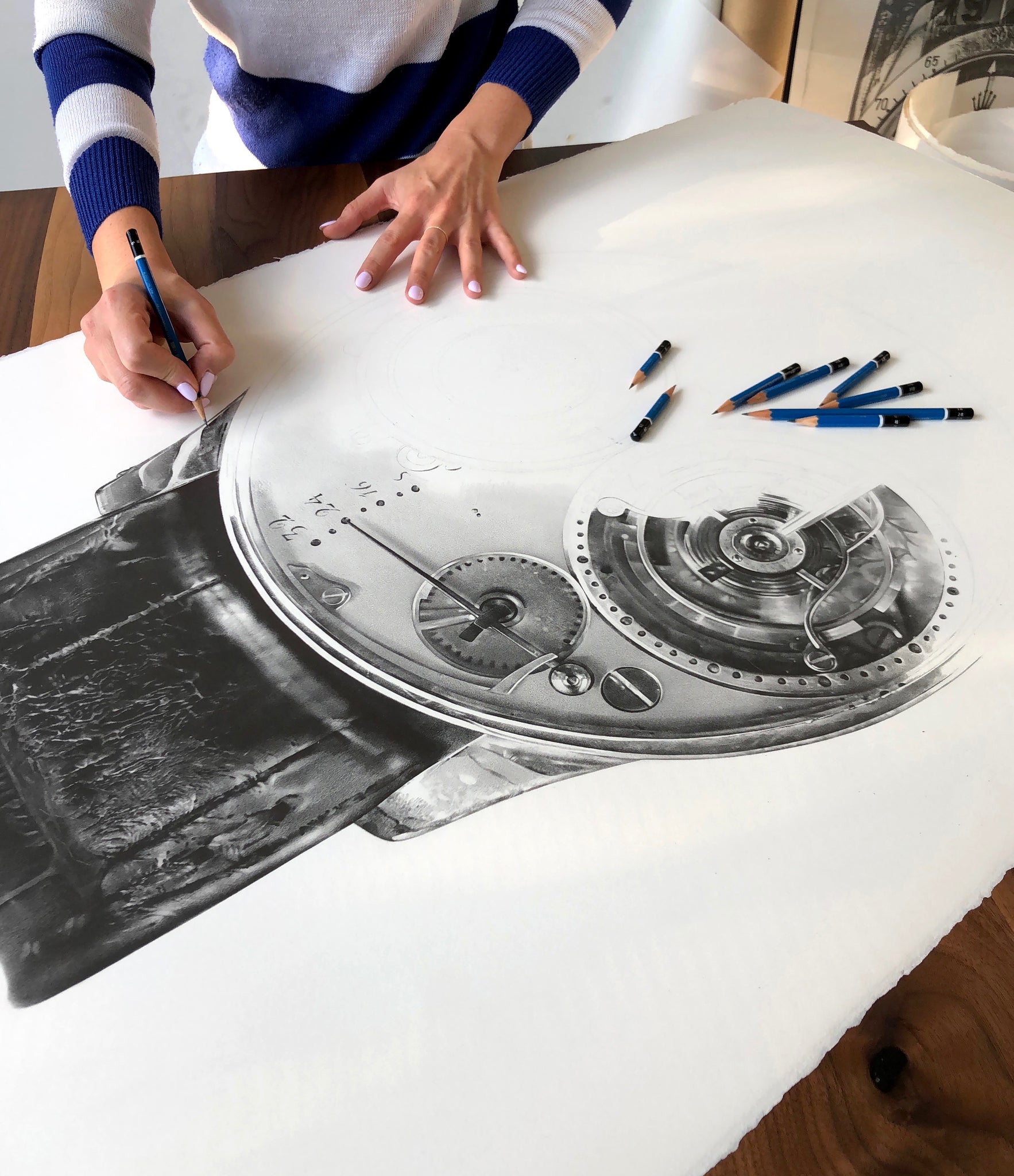 Julie Kraulis' F. P. Journe Tourbillon drawing of Journe's first wristwatch auctioned by A Collected Man London to fund Covid-19 vaccine research 