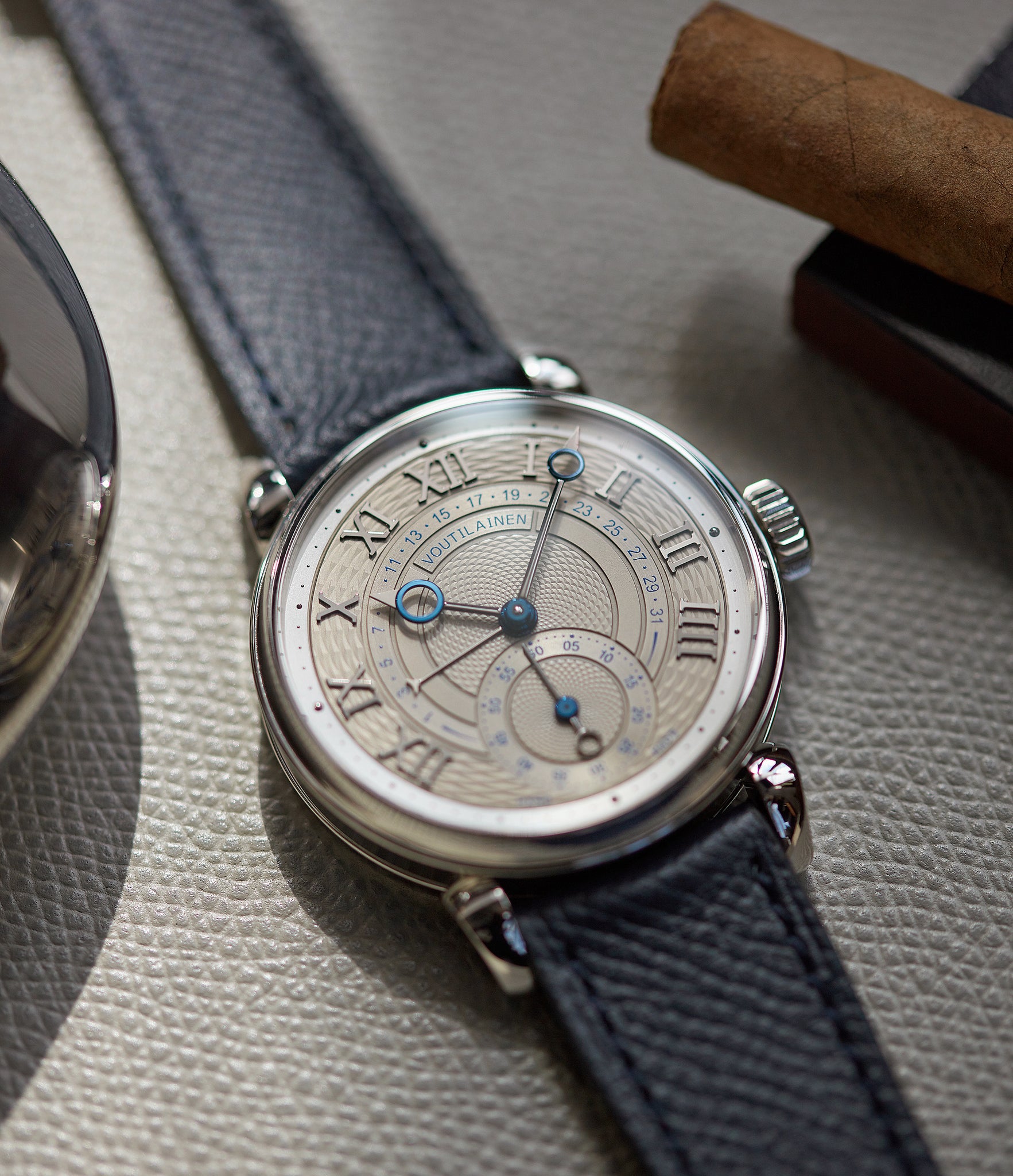 independent watchmaker Kari Voutilainen 217QRS Retrograde Date platinum dress watch for sale online at A Collected Man London rare watches