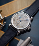 Selling La Rochelle Molequin watch strap Kari Voutilainen grained navy blue calfskin leather quick-release springbars buckle handcrafted European-made for sale online at A Collected Man London