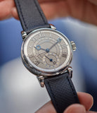 hands-on with Voutilainen 217QRS Retrograde Date platinum dress watch for sale online at A Collected Man London approved re-seller of independent watchmakers
