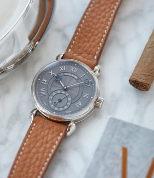 find Voutilainen Observatoire grey guilloche dial rare watch by independent watchmaker for sale online at A Collected Man London approved re-seller of Voutilainen watches