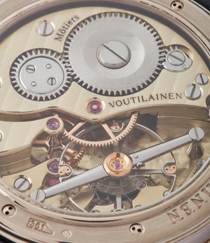 hand-made Switzerland Cal. 28 Voutilainen watch Vingt-8 blue dial white gold watch at A Collected Man London approved re-seller of independent watchmakers