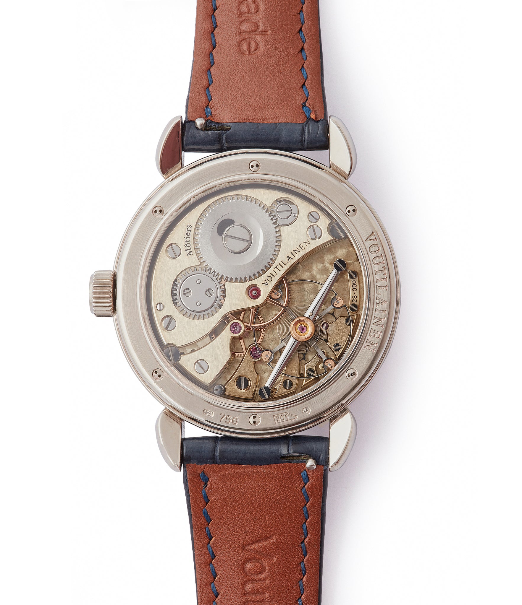 prototype Cal. 28 Voutilainen watch Vingt-8 blue dial white gold watch at A Collected Man London approved re-seller of independent watchmakers