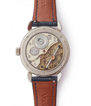 prototype Cal. 28 Voutilainen watch Vingt-8 blue dial white gold watch at A Collected Man London approved re-seller of independent watchmakers