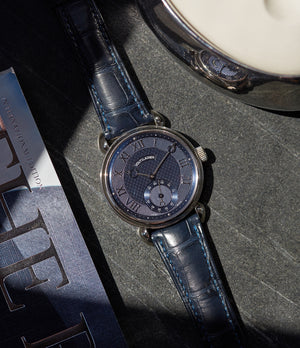 men's luxury dress watch Kari Voutilainen first Vingt-8 000 Cal. 28 blue dial white gold watch at A Collected Man London approved re-seller of independent watchmakers