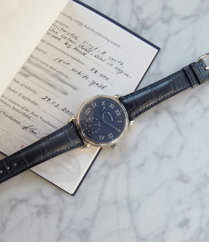 rare Voutilainen first Vingt-8 000 Cal. 28 blue dial white gold watch at A Collected Man London approved re-seller of independent watchmakers