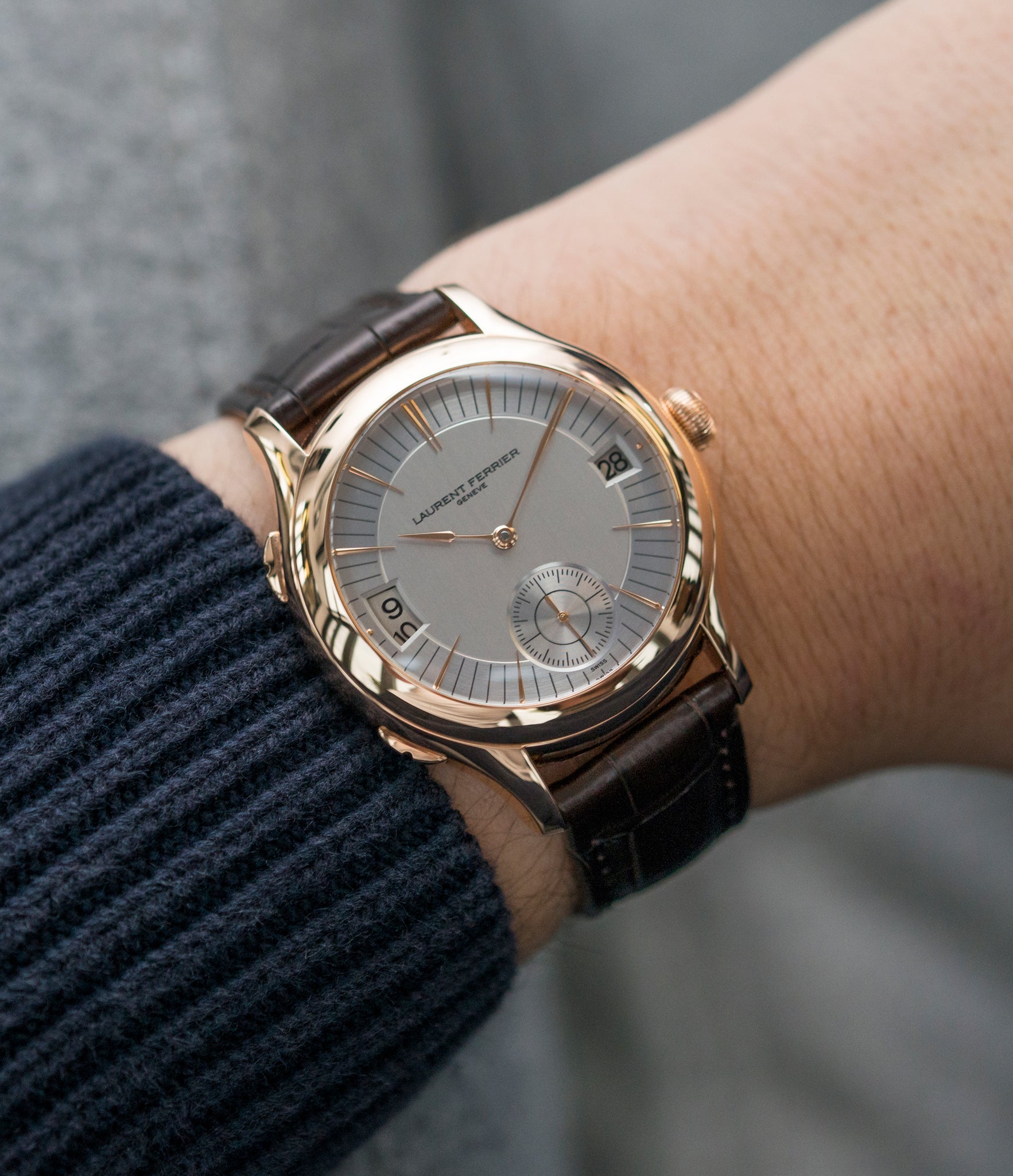 buy luxury wristwatch Laurent Ferrier Galet Traveller Micro Rotor LF 230.01 rose gold watch additional prototype dial for sale online at A Collected Man London UK approved reseller of preowned independent watchmakers