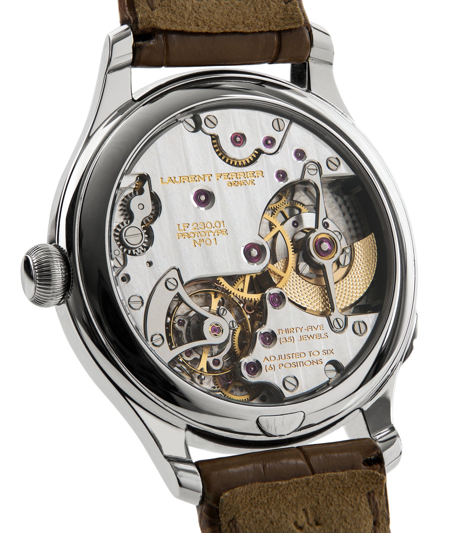 prototype Laurent Ferrier Galet Traveller LCF 007-AC unique stainless steel automatic Cal. LF 230.01 chronometer movement with date, gmt, chronometer, hours, minutes, sub-seconds functions