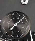 prototype Laurent Ferrier Galet Traveller LCF 007-AC unique stainless steel automatic Cal. LF 230.01 authentic pre-owned rare luxury dress watch from 2013 with solid silver dial and applied 18K white gold indexes sub-seconds register with counterpoised hand