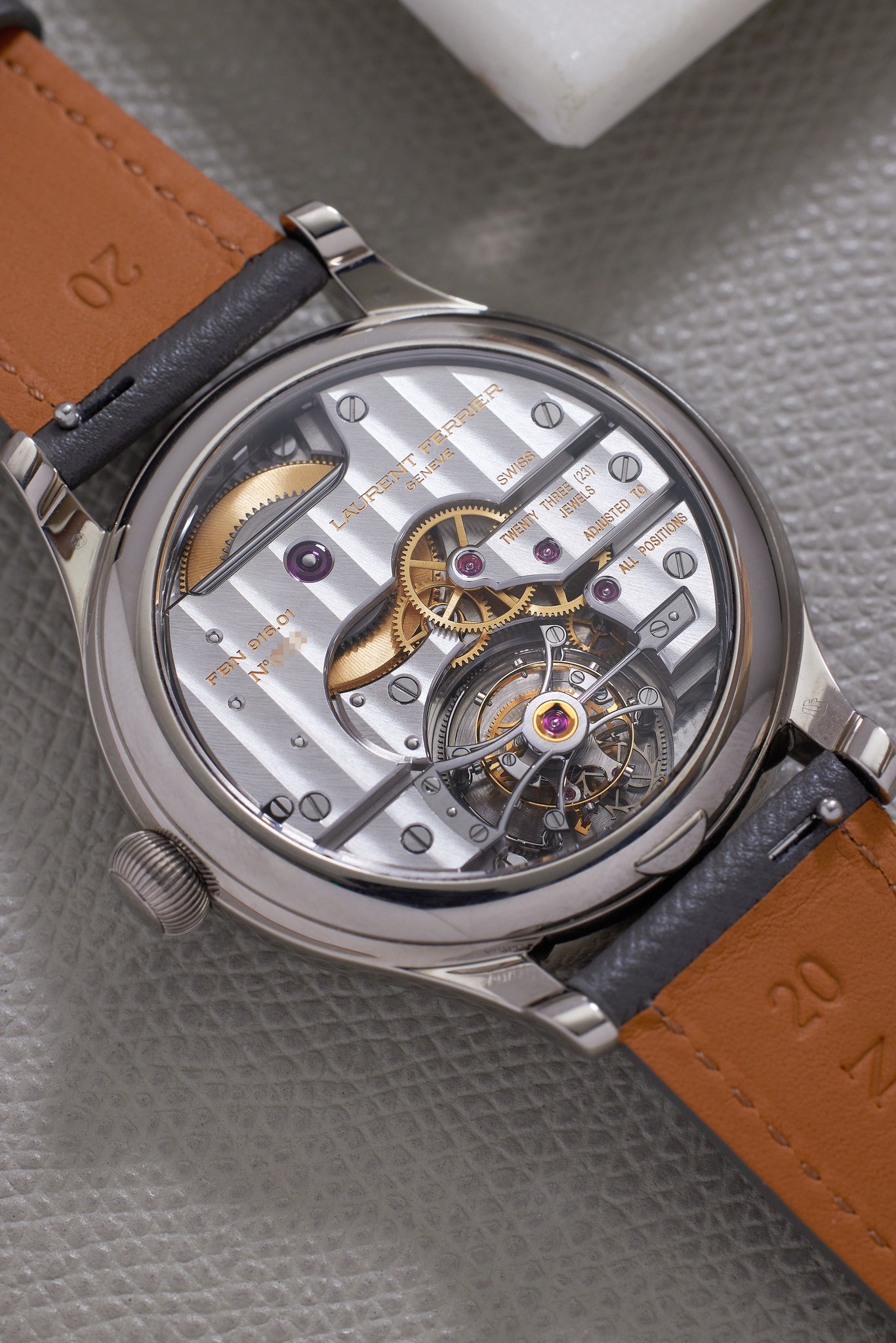 Sapphire caseback | Laurent Ferrier Galet Classic Tourbillon | White Gold | A Collected Man | Available Worldwide