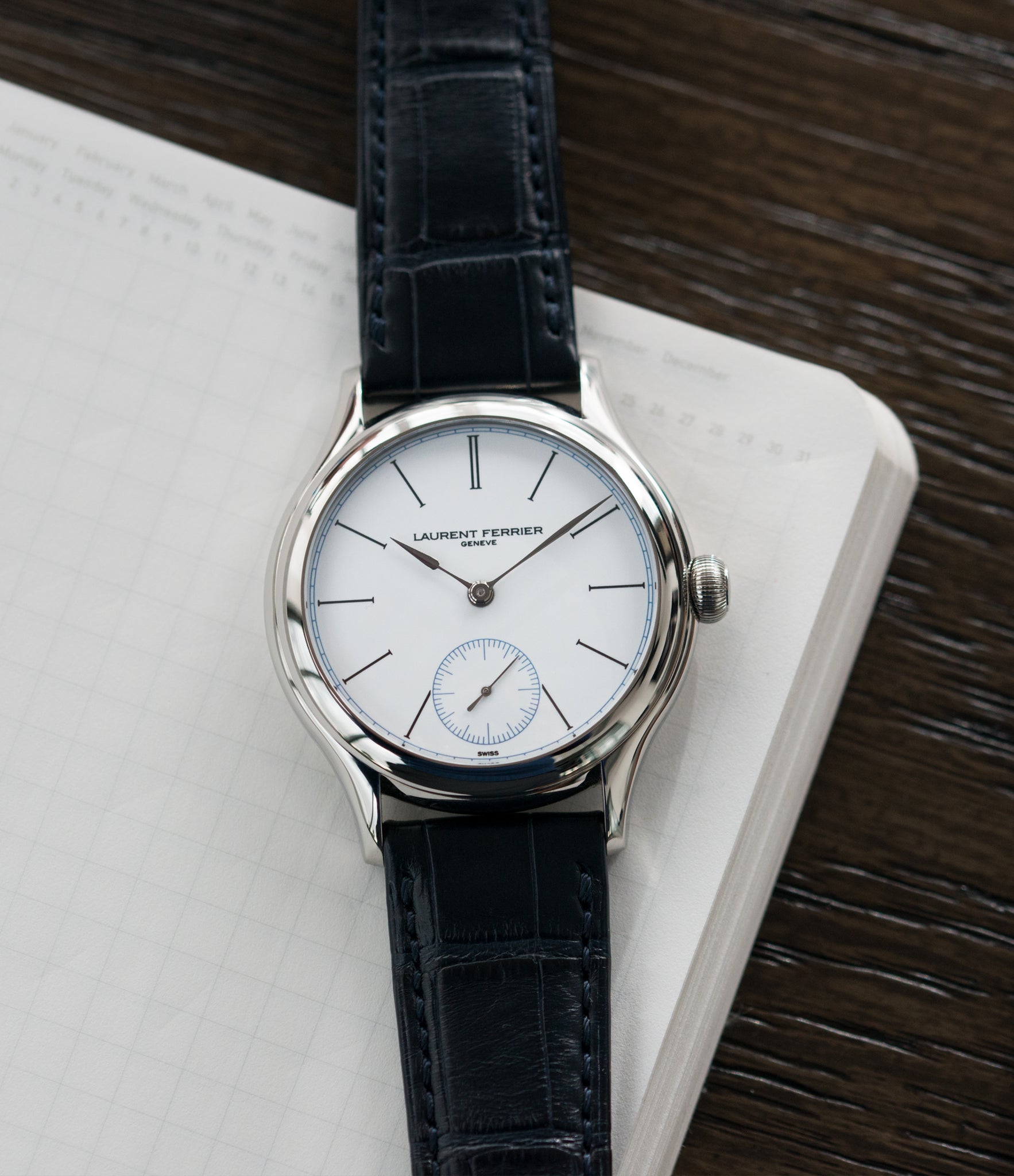 luxury rare dress watch Laurent Ferrier Galet Micro-Rotor FBN 230.02 Enamel dial steel watch for sale online at A Collected Man London UK approved seller of independent watchmaker Laurent Ferrier