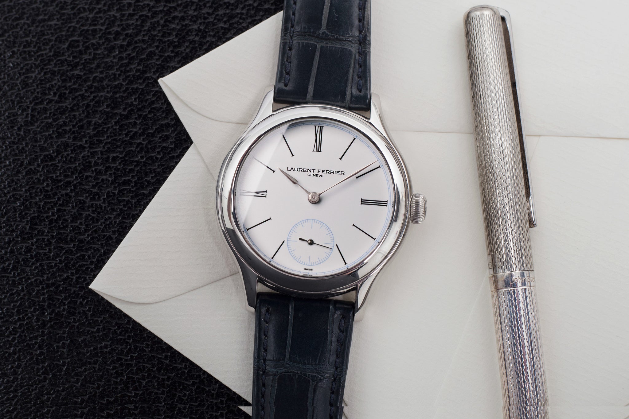 Laurent Ferrier Galet Micro-rotor LCF006 platinum enamel dial limited edition watch for sale online at A Collected Man London specialist independent watchmakers