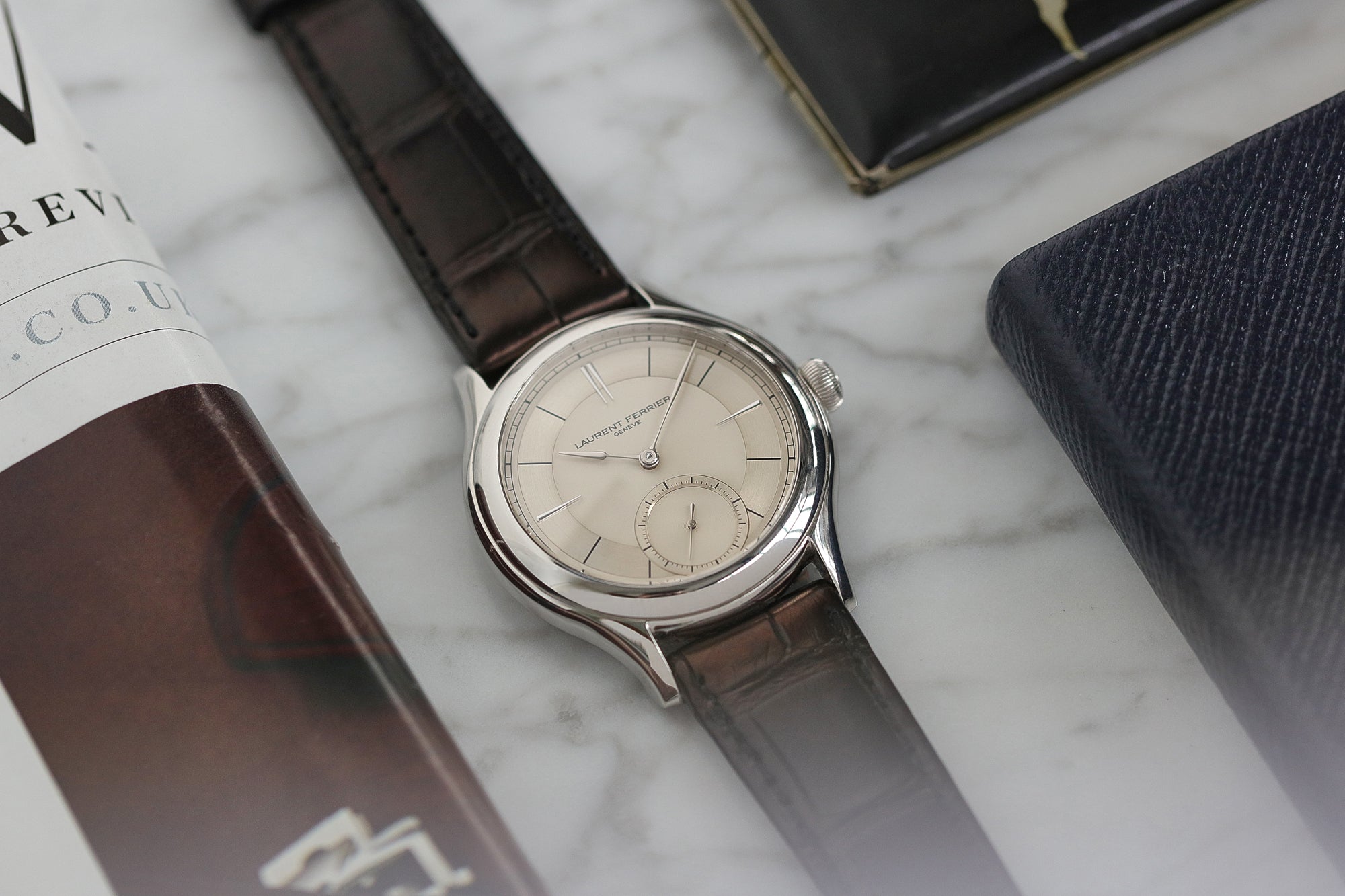 Laurent Ferrier Galet Micro-rotor 40 mm platinum time-only dress watch from independent watchmaker for sale online at A Collected Man London UK specialist of rare watches