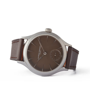 side-shot prototoype Galet Laurent Ferrier Micro-rotor LF 229.01 "Only Watch 2011" steel watch brown dial for sale online at A Collected Man London UK approved seller of independent watchmakers