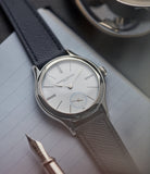 selling Laurent Ferrier Galet Micro-rotor platinum white enamel dial limited edition dress watch sale A Collected Man London UK specialist of independent watchmakers