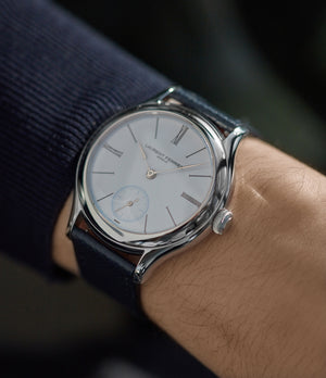 shop Laurent Ferrier Galet Micro-rotor platinum white enamel dial limited edition dress watch sale A Collected Man London UK specialist of independent watchmakers