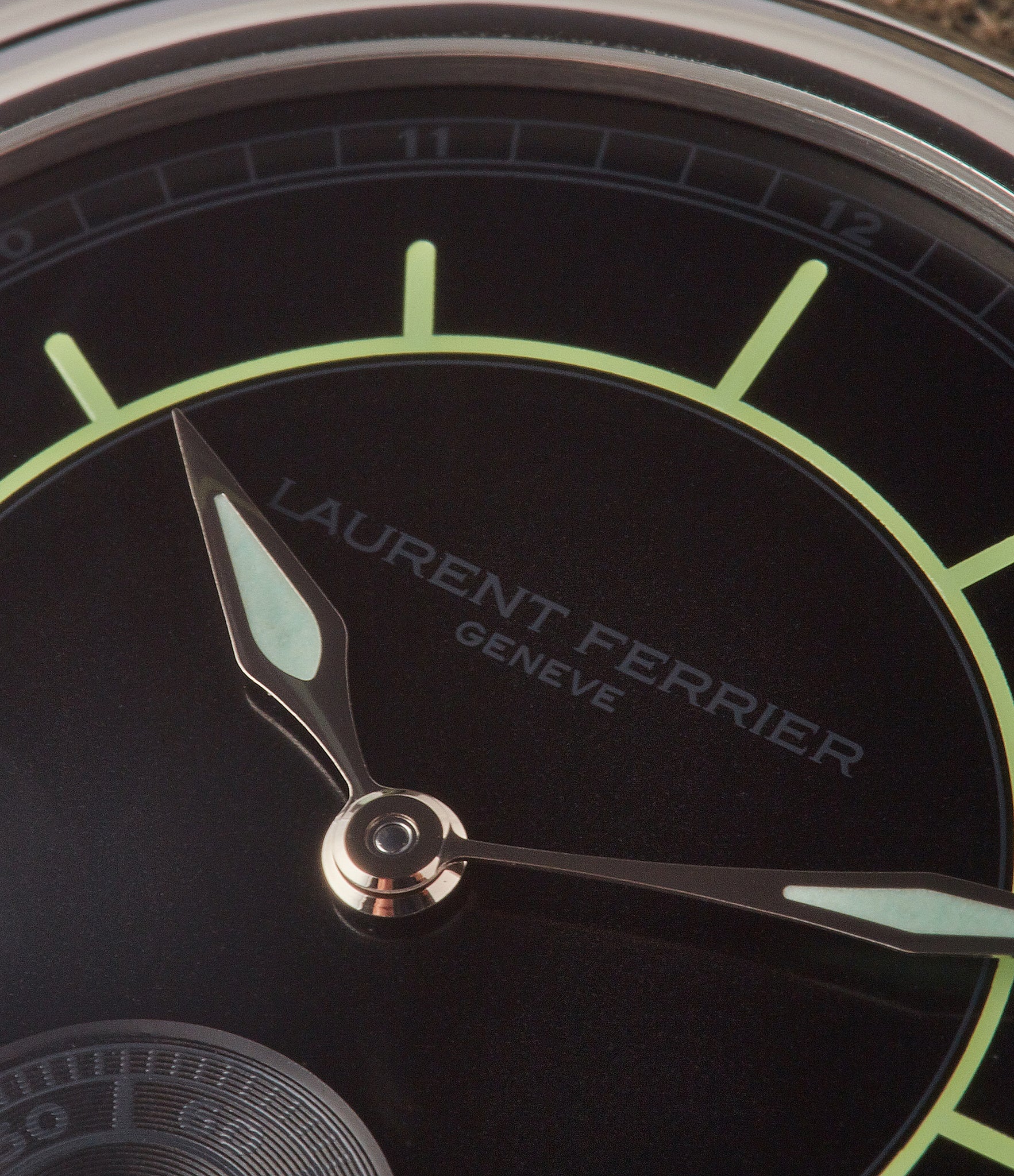 black sector dial Laurent Ferrier Galet Square Boreal Micro-rotor steel luxury watch by independent watchmaker for sale online at A Collected Man London UK specialist of rare watches