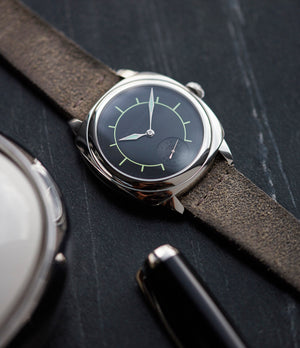steel luxury dress watch Laurent Ferrier Galet Square Boreal Micro-rotor steel sector dial watch by independent watchmaker for sale online at A Collected Man London UK specialist of rare watches