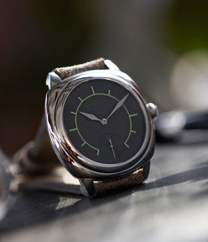 rare Laurent Ferrier Galet Square Boreal Micro-rotor steel sector dial watch by independent watchmaker for sale online at A Collected Man London UK specialist of rare watches
