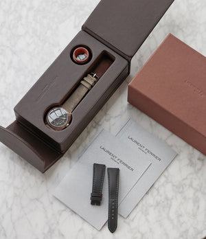 full set Laurent Ferrier Galet Square Boreal Micro-rotor steel sector dial watch by independent watchmaker for sale online at A Collected Man London UK specialist of rare watches