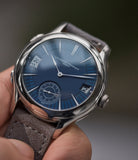 hands-on with Laurent Ferrier Galet Traveller Micro-rotor blue dial pre-owned watch for sale online A Collected Man London UK specialist independent watchmakers