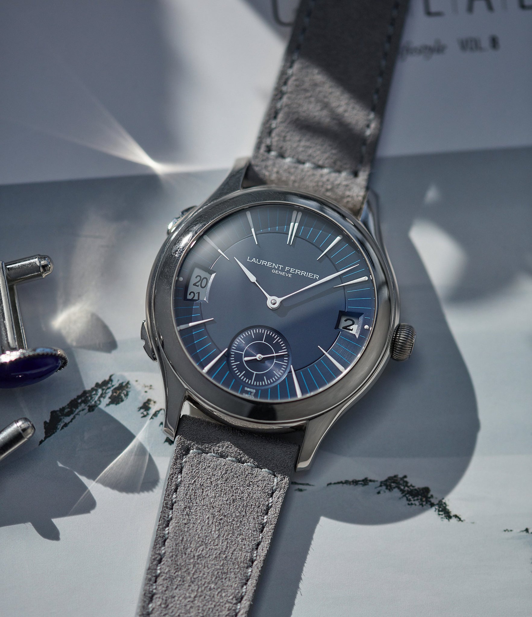 sell Laurent Ferrier Galet Traveller Micro-rotor blue dial pre-owned watch for sale online A Collected Man London UK specialist independent watchmakers