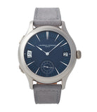 second-hand Laurent Ferrier Galet Traveller Micro-rotor blue dial pre-owned watch for sale online A Collected Man London UK specialist independent watchmakers
