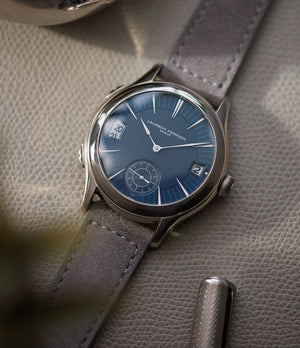 independent watchmaker Laurent Ferrier Galet Traveller Micro-rotor blue dial pre-owned watch for sale online A Collected Man London UK specialist independent watchmakers