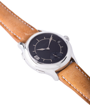 buy preowned Laurent Ferrier Galet Traveller Boreal steel dual-timezone black dial dress watch for sale online at A Collected Man London approved seller of pre-owned Laurent Ferrier independent watchmakers